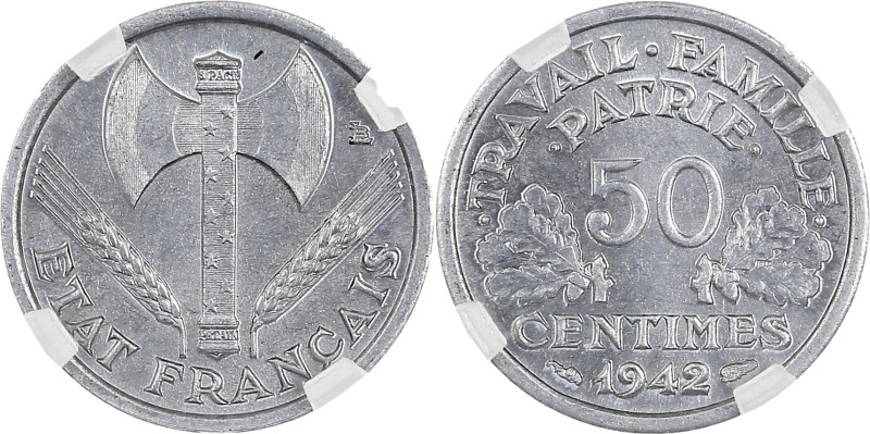Bazor - Pré-série 50 centimes 1942 avec croix dans les globules

Aluminium - 0,7...