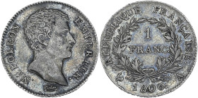 Napoléon Empereur tête nue - 1 franc 1806 A (Paris)

Argent - 5,01 grs - 23 mm
F.202-1 / G.444
TTB+

Très bel exemplaire.
