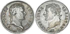 Napoléon Empereur tête laurée - 1 franc frappe incuse

Argent - 4,91 grs - 23 mm
Chort.441
TTB

Très rare !