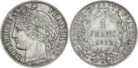 Cérès - 1 franc 1872 K (Bordeaux)

Argent - 5,04 grs - 23 mm
F.216-6 / G.465a
SUP

Très bel exemplaire.