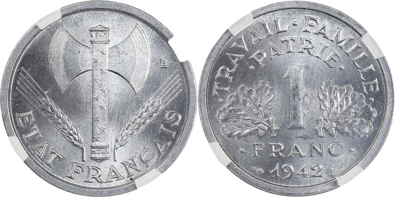 Bazor - Pré-série 1 franc 1942 avec croix dans les globules

Aluminium - 1,62 gr...