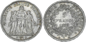 Hercule - 5 francs 1870 A (Paris)

Argent - 24,85 grs - 37 mm
F.334-1 / G.745
SUP

Superbe exemplaire, nettoyage ancien.