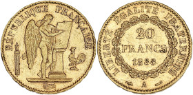 Génie - 20 francs 1888 A (Paris)

Or - 6,48 grs - 21 mm
F.533-11 / G.1063
TTB

Millésime rare !