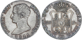 Royaume d'Espagne, Joseph Napoléon - 20 reales 1811 (Madrid)
Frappe médaille.

Argent - 26,86 grs - 39 mm
KM.19-551.2
TTB

Assez rare et bel exemplair...