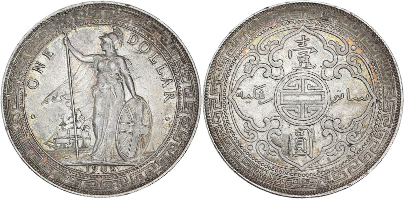 Royaume-Uni - 1 dollar Britannia 1902 (Bombay)

Argent - 27,04 grs - 39 mm
KM.20...