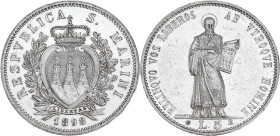 Saint-Marin - 5 lire 1898 (Rome)

Argent - 25,08 grs - 37 mm
G.17
SUP

Superbe exemplaire, aspect très brillant suit à un nettoyage.