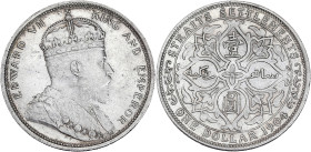 Straits Settlements, Edouard VII - Dollar 1904 (Bombay)

Argent - 27,10 grs - 37 mm
KM.20-25
SUP

Superbe exemplaire avec un très léger nettoyage anci...