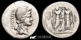 Cn. Egnatius Cn. f. Cn. Maxsumus Silver Denarius 3.86 g. 19 mm. Rome 75 A.D. GVF