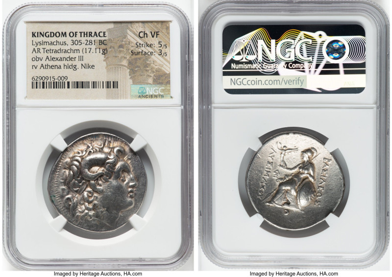 THRACIAN KINGDOM. Lysimachus (305-281 BC). AR tetradrachm (31mm, 17.11 gm, 1h). ...