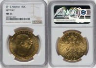 Franz Joseph I gold Restrike 100 Corona 1915 MS64 NGC, Vienna mint, KM2819, Fr-507R. . HID09801242017 © 2022 Heritage Auctions | All Rights Reserved