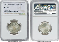 Russian Duchy. Nicholas II Markka 1915-S MS66 NGC, Helsinki mint, KM3.2. Last year of type. HID09801242017 © 2022 Heritage Auctions | All Rights Reser...