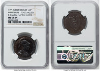 Hampshire. Portsmouth copper 1/2 Penny Token 1791 MS64 Brown NGC, D&H-89. Edge: PAYABLE AT THE OFFICE. HID09801242017 © 2022 Heritage Auctions | All R...