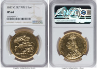 Victoria gold 5 Pounds 1887 MS61 NGC, KM769, S-3864. HID09801242017 © 2022 Heritage Auctions | All Rights Reserved