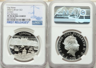 Elizabeth II silver Proof "City Views - London" 2 Pounds (1 oz) 2022 PR70 Ultra Cameo NGC, KM-Unl. First Releases. Limited Edition Presentation: 2,000...