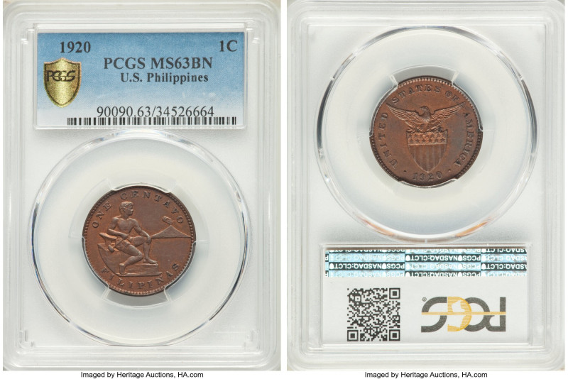 USA Administration Centavo 1920 MS63 Brown PCGS, Philadelphia mint, KM163. Cobal...