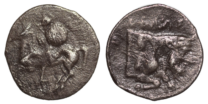 SICILY. Gela. Circa 430-425 BC. Litra (silver, 0.55 g, 12 mm). Helmeted horseman...