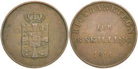 DÄNEMARK
Friedrich VI., 1808-1839. 16 Skilling 1814. 14.42 g. Sehr schön