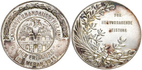 ITALIEN
 Silbermedaille 1911. von C. Mosgetti. Unter Deutschland. "Landesverbandausstellung der Friseure in Meran 1911". 38 mm. 25,54 g. Min. Lackres...