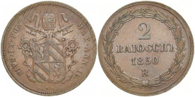 ITALIEN VATIKAN / KIRCHENSTAAT
Pius IX., 1846 - 1878. 2 Baiocchi 1850 R. KM 1344. 20.07 g. Min. justiert, sehr schön-vorzüglich