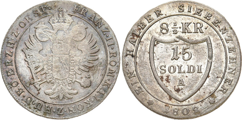 ITALIEN GORIZIA
Francis II., 1797-1806. 15 Soldi 1802. KM 48. 5.79 g. Min. beri...