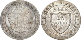 ITALIEN GORIZIA
Francis II., 1797-1806. 15 Soldi 1802. KM 48. 5.79 g. Min. berieben, sehr schön