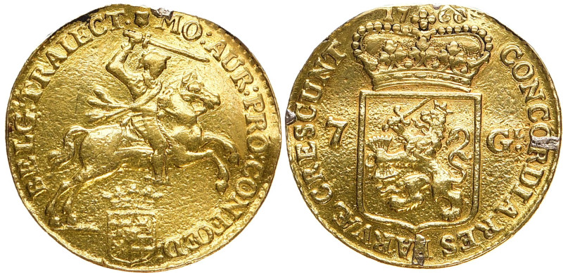 NIEDERLANDE Provinz
 7 Gulden 1760. 1/2 Goldener Reiter - 1/2 Gouden rijder. De...