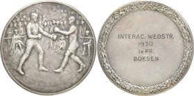 NIEDERLANDE
 Silbermedaille 1930. Für den 1. Platz im Boxen. 41 mm. 30,40 g. Mattiert, vorzüglich-Stempelglanz