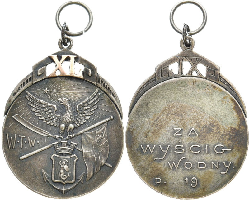 POLEN
 Medaille o.J. Award-Medaille für den Warschauer Ruderverein. messing ver...