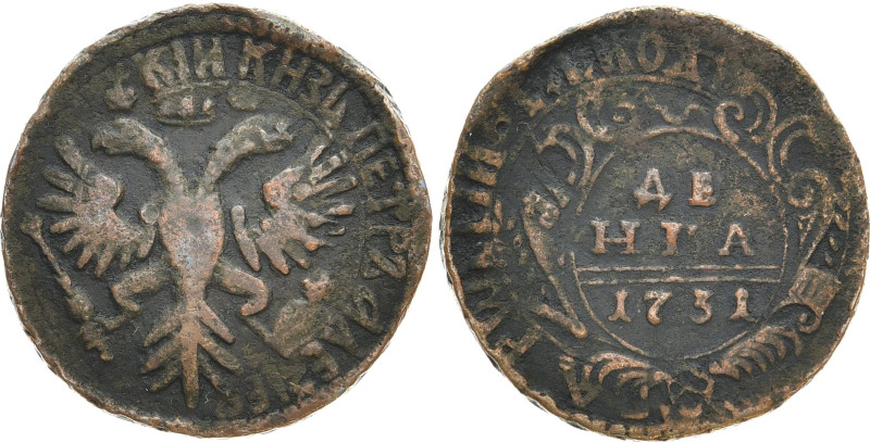 RUSSLAND GROSSFUERSTENTUM / KAISERREICH
Anna, 1730 - 1740. Ku.- Denga 1731. Sic...