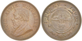 SÜDAFRIKA
 Penny 1898. Johannes Paulus Kruger. Bronze. KM 2. 9.34 g. Feine Tönung, vorzüglich