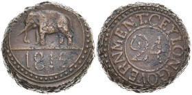 CEYLON BRITISCH, 1796 - 1948.
George III., 1760 - 1820. 1/24 Rixdollar 1815. KM 64. 16.63 g. Sehr schön