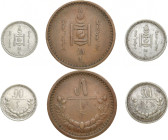 MONGOLEI
 5 Mongo 1925 (KM 3.1); 10 Mongo AH 151925 (KM 4); 15 Mongo AH15 1925 (KM 5). 3 Stück Sehr schön-vorzüglich