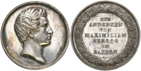 BAYERN
 Silbermedaille 1808-1888, von C. Voigt. Zum Andenken von Maximilian Herzog in Bayern. 41 mm. 36 g. Hauser 188; Witt. 3088. Attraktives Exempl...