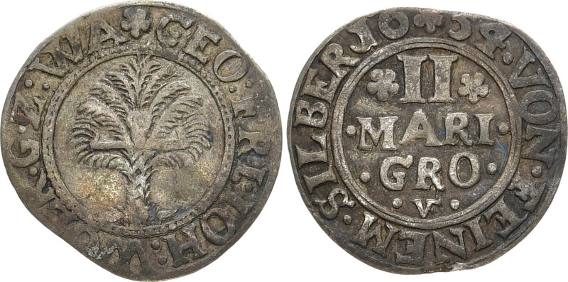 2 Mariengroschen 1654, Niederwildungen. Slg. Kayser 189; Slg. Hennig 118. 0.83 g...