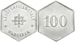 WARSTEIN
 Token o.J. Landesheilanstalt Warstein, Rosettenstern "100". Aluminium. 1,43 g. Vorzüglich