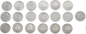 DRITTES REICH
 Lot. 1 Reichsmark 1933 D, E, F, G; 1934 A, D, E, F, G, J; 1935 A, J; 1936 A, D; 1937 A, D, F, G; 1938 J. J. 354. 19 Stück Meist vorzüg...