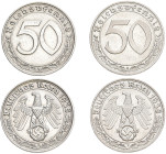 DRITTES REICH
 50 Reichspfennig 1938 A, F. J. 365. 2 Stück Sehr schön-vorzüglich