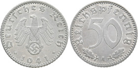 DRITTES REICH
 50 Reichspfennig 1941 A. J. 372. 1.37 g. Vorzüglich-Stempelglanz