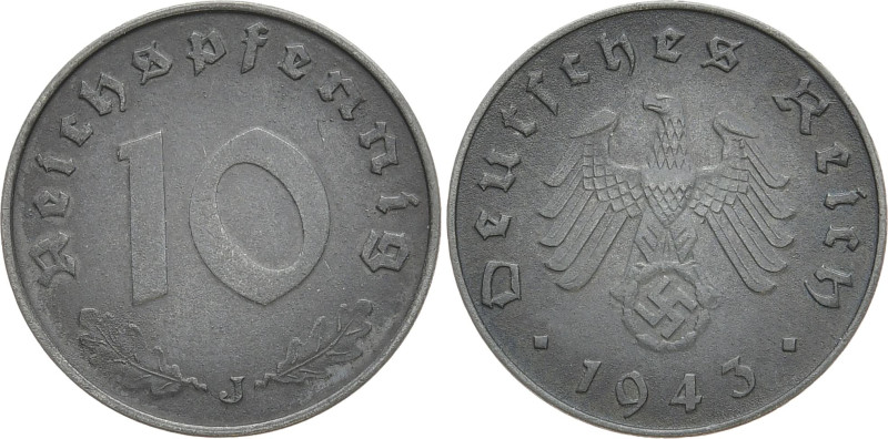 DRITTES REICH
 10 Reichspfennig 1943 J. J. 371. 3.47 g. R Vorzüglich+