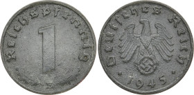 DRITTES REICH
 1 Reichspfennig 1945 E. J. 369. 1.84 g. R Zaponiert, vorzüglich
