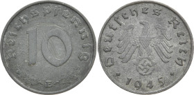 DRITTES REICH
 10 Reichspfennig 1945 E. J. 371. 3.50 g. Kl. Kratzer, fast vorzüglich