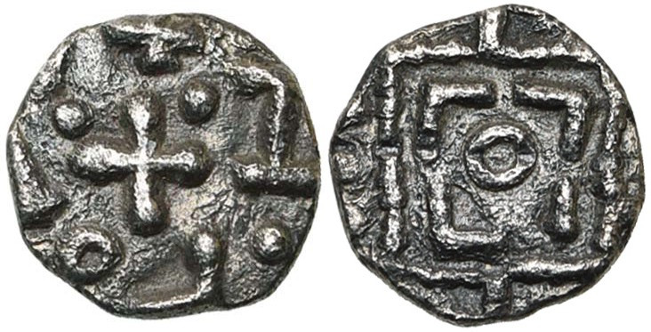 FRISE, AR sceat, vers 695-740. Série D. Type 8. D/ Etendard stylisé. R/ Croix ca...