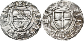 ALLEMAGNE, ORDRE TEUTONIQUE, Conrad von Jungingen (1393-1407), AR Schilling. D/ Ecu du grand maître. R/ Ecu de l'Ordre. Neumann 7a. 1,68 g.
Très Beau...