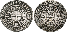 FRANCE, Royaume, Philippe IV le Bel (1285-1314), AR maille tierce à l'O rond, septembre 1306. D/ + PHILIPPVS· REX Croix. Légende extérieure se termina...