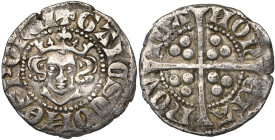 FRANCE, NEUFCHATEAU, Gaucher de Châtillon, usufruitier (1313-1322), AR esterlin, 1318-1322 (?). D/ + GALCS COES PORCI ( avec double barre) B. couron...