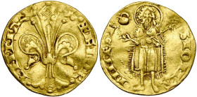 ITALIE, FLORENCE, République (1189-1532), AR fiorino d'oro, 1313, 1er semestre. Monétaire Totto di Tebaldo. Différent: chaudron. D/ + FLOR-ENTIA Lis f...