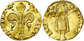 ITALIE, FLORENCE, République (1189-1532), AR fiorino d'oro, 1324, 2e semestre. Monétaire Tano di Baroncello. D/ + FLOR-ENTIA Fleur de lis. R/ + ·S·IOH...