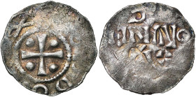 NEDERLAND, DEVENTER, koninklijke munt, Otto III (983-996), AR denarius. Imitatie van het Keulse type. Vz/ + ODDO REX Kruis met in de hoeken vier punte...