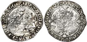 NEDERLAND, GELDERLAND, Philips de Schone, minderjarig (1482-1492), AR dubbel vuurijzer, 1492, Mechelen. Vz/ Twee tegenover elkaar zittende leeuwen met...