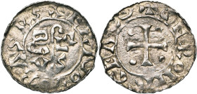 NEDERLAND, GRONINGEN, Bernulphus, bisschop van Utrecht (1046-1054), AR denarius. Vz/ Staf met legende BACVLVS in het veld. Kz/ Kruis met vier punten i...